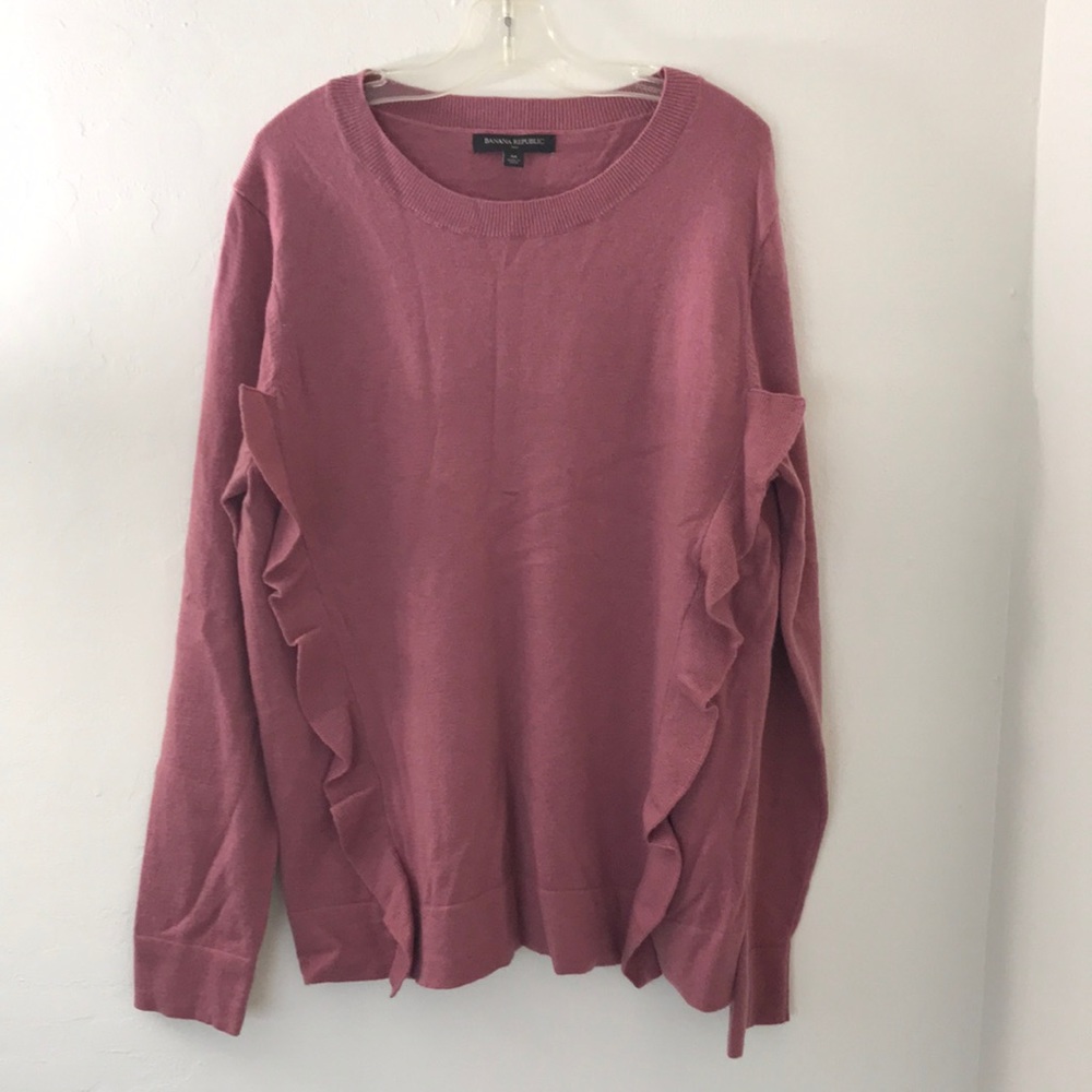Banana Republic Pink Wool Ruffle Sweater